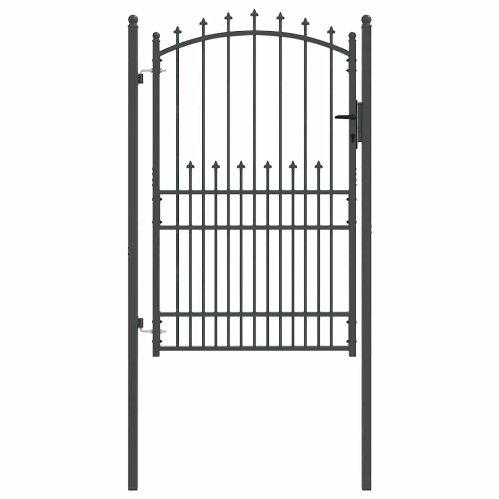 EMMEN Wrought Iron Garden Gate with Ornamental Details 200 X 100 Cm