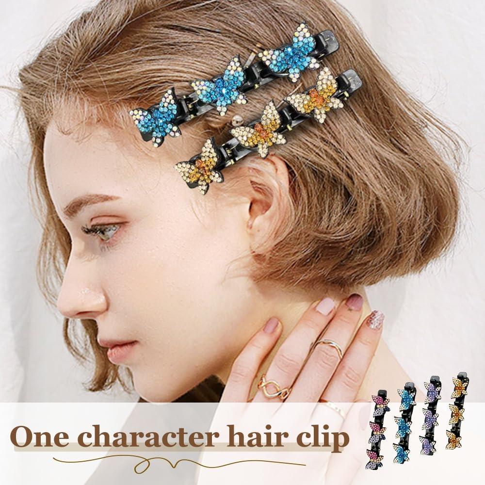Sparkling crystal woven hair clip, 2025 new rhinestone woven hair clip, suitable for women and girls, sparkling crystal butterfly hair clip.