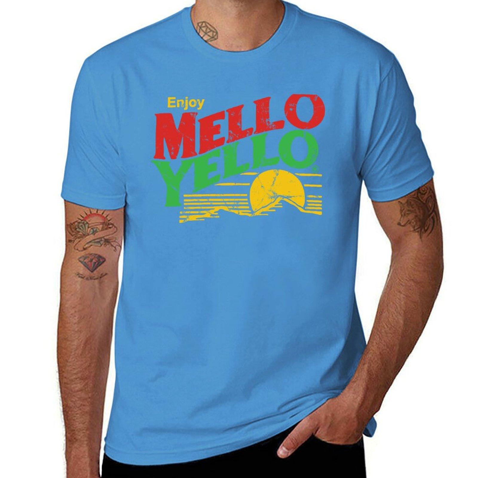 Наслаждайтесь винтажной футболкой Mello Yello, оверсайз футболкой для мальчиков, с принтом животных, забавными подарками, хлопковыми футболками для мужчин, мужскими футболками S