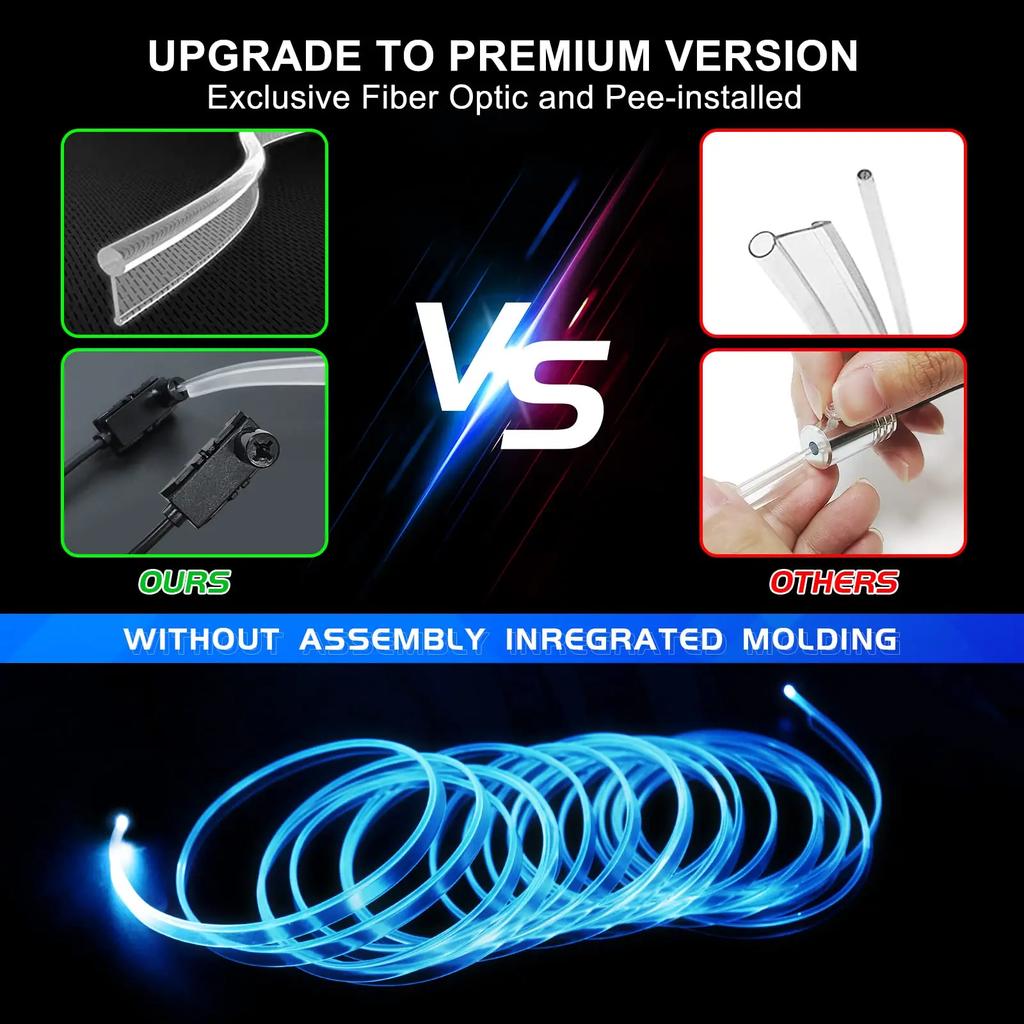 Neon Car LED Interior Lights RGB Ambient Light Fiber Optic Kit With APP Wireless Control LED Auto Atmosphere Decorative Lamp