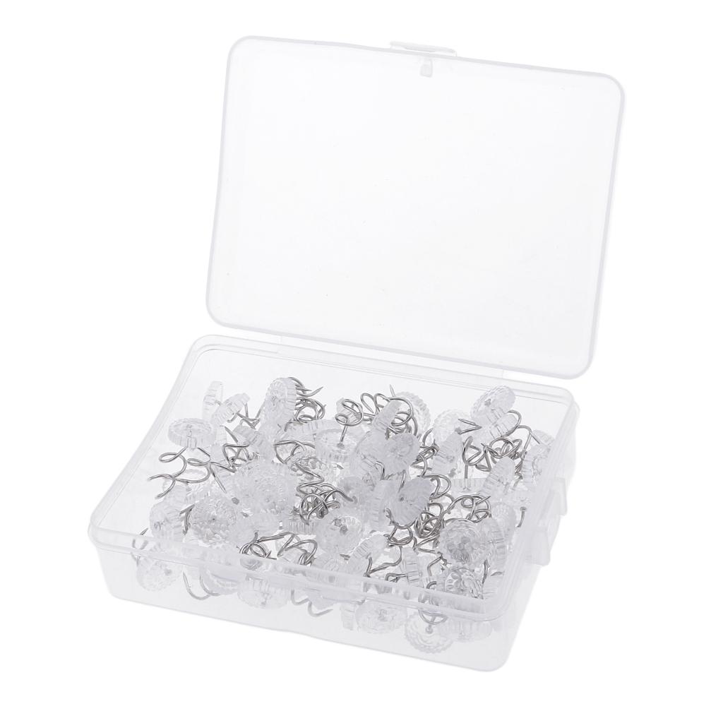 1 Box 100 Pieces Clear Round Head Upholstery Spiral Nail Studs Furniture Sofa Tack Pins Hardware Fix