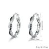 Black and White Stone Design Cross Shape Hoop Earrings Jewelry