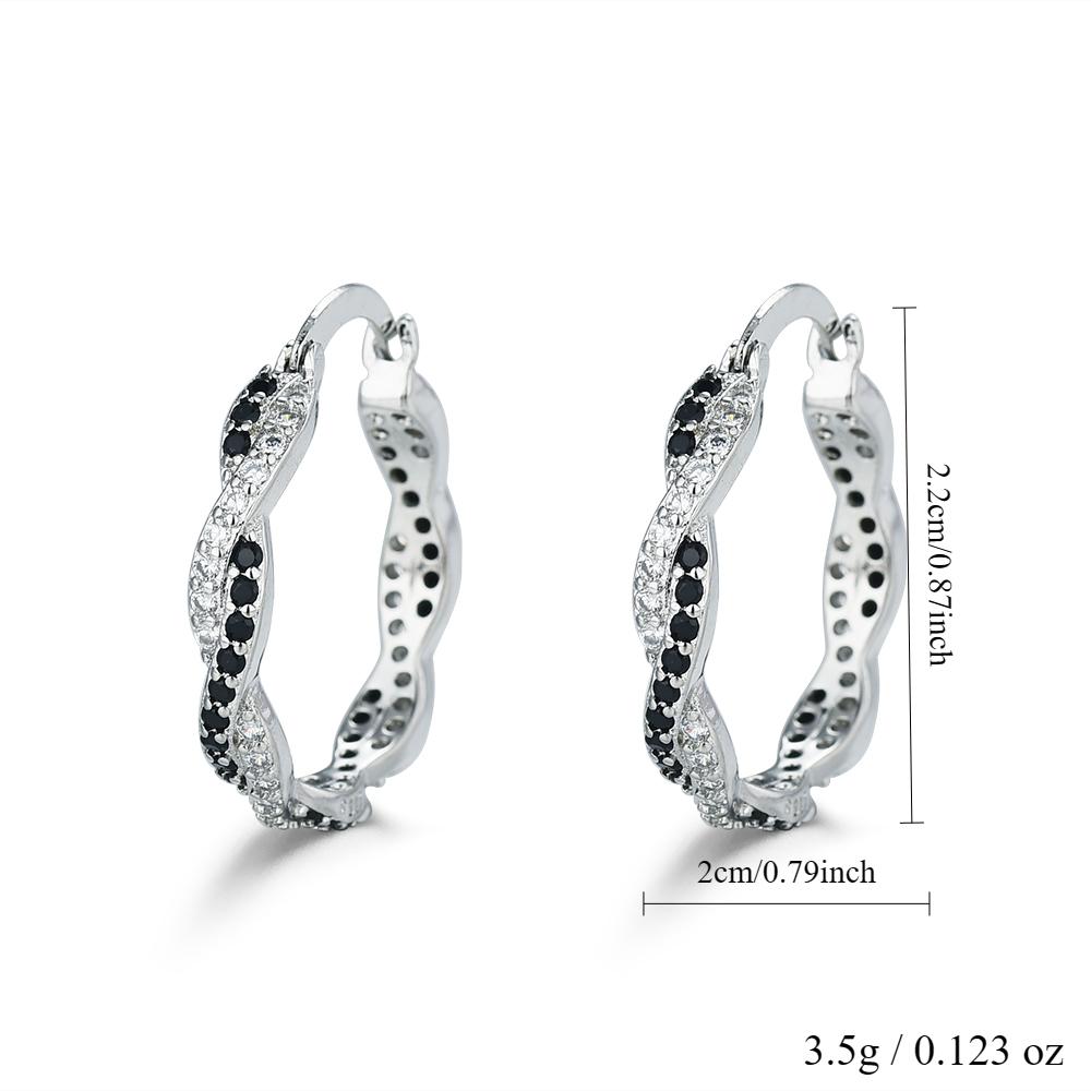 Black and White Stone Design Cross Shape Hoop Earrings Jewelry