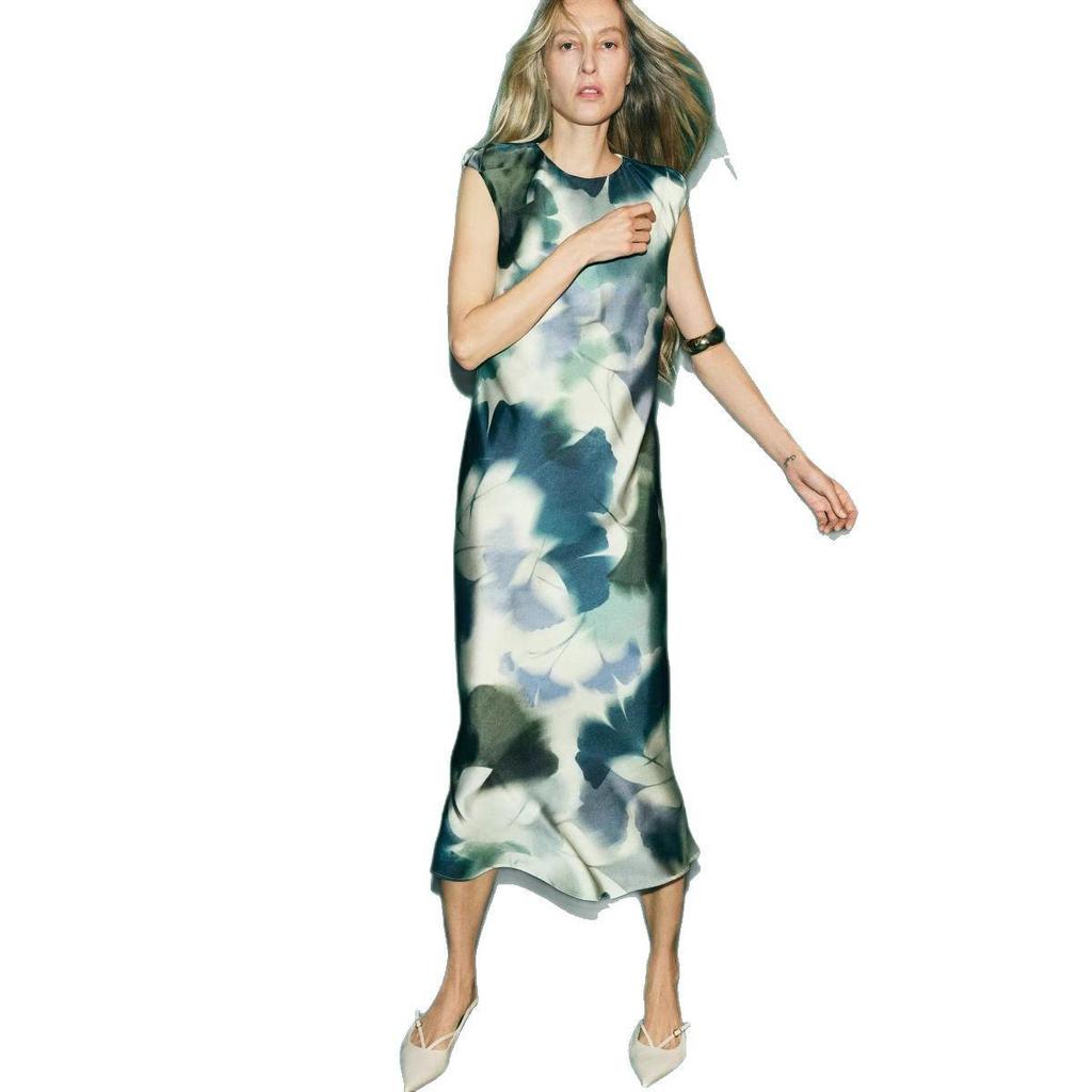 Spring 2025 Women's Tie-Dye Sleeveless Slimming Casual Dress - European & American Style