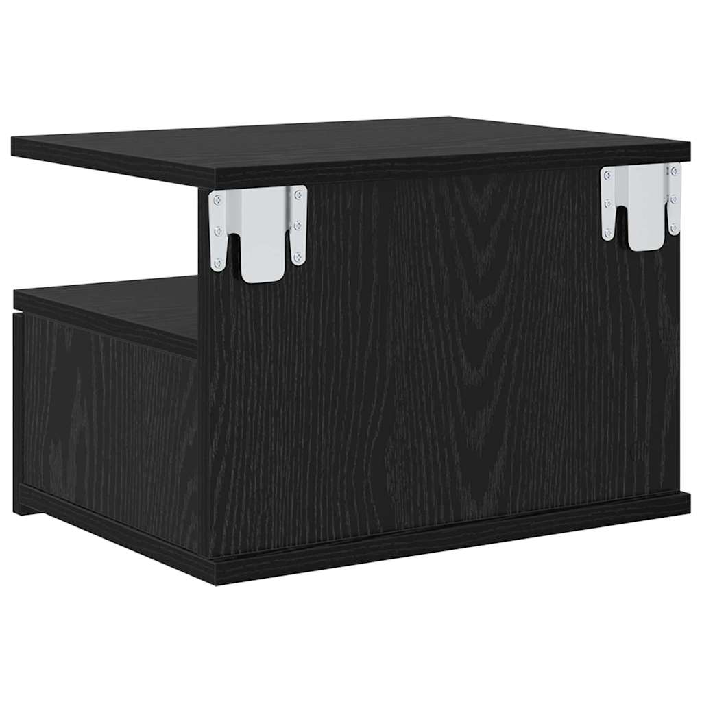 Floating Nightstand Black Oak Effect 40 x 31 x 28 cm