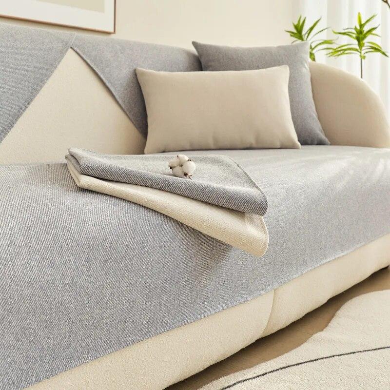 Lniana poszewka na poduszkę uniwersalna poduszka antypoślizgowa zwykły salon bawełniana Sofa ręcznik ochrona przed zarysowaniami dla zwierząt narzuta na sofę