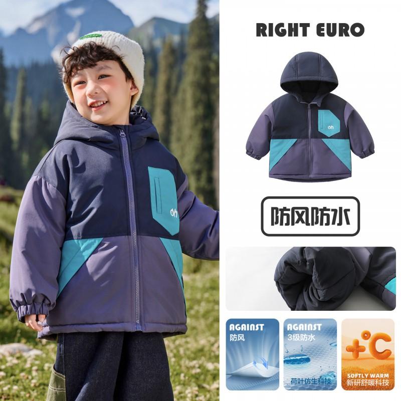 Right Europe Boys Color Block Waterproof Thick Winter Puffer Coat Kids Toddler Warm Cotton Jacket