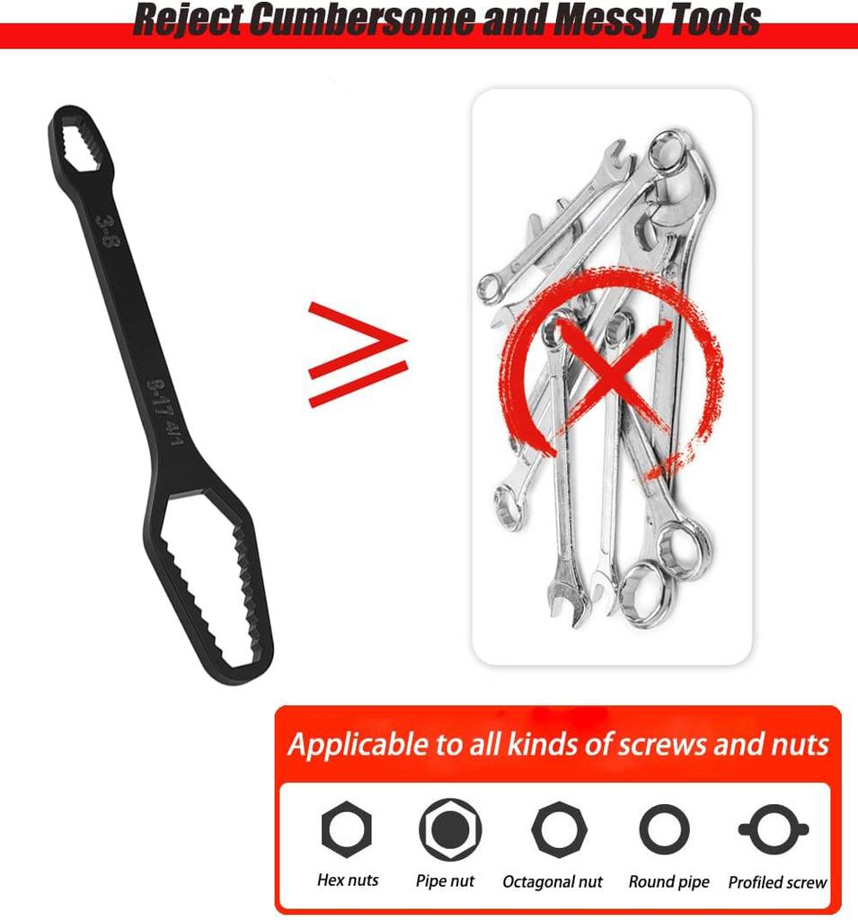 New Multifunctional Double Headed Plum Blossom Wrench Self Tightening Adjustable Glasses Universal Household EDC Manual Tool