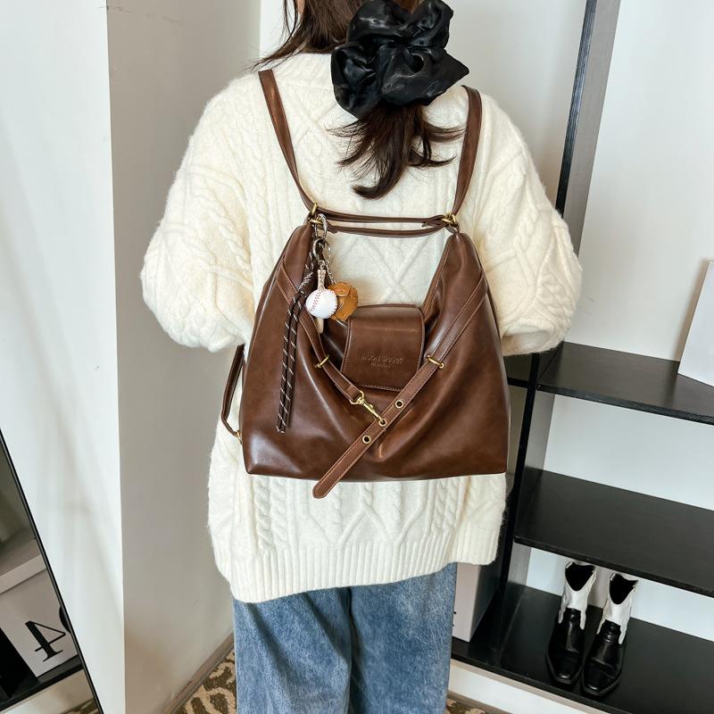 Casual Large-capacity Bag Women's 2025 Autumn and Winter New Commuter Shoulder Bag Solid Color Trendy Messenger Women's Backpack