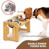 Adjustable Bamboo Dog Bowl Stand