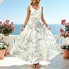 Long Tank Maxi Dress,Summer Plant Collection,Sleeveless Lightweight Loose Fit,Vacay Style,Ideal for Beach Walks & Casual Gatherings