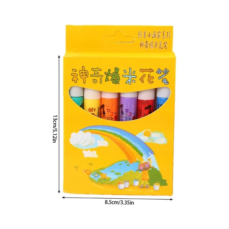 Glow In Dark Foam Painting Pen 6 Vibrant Colors Childrens Art Popcorn Styles Art Pen Safe Plastic Materials Craft Tool