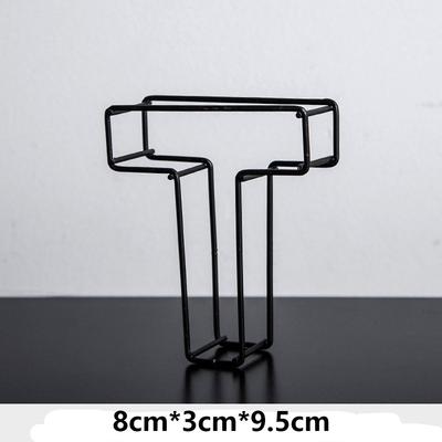 Black Desktop Ornament Photography Props Metal Hollow Letter Doorplate Sign Wrought Iron Alphabet Home Decoration