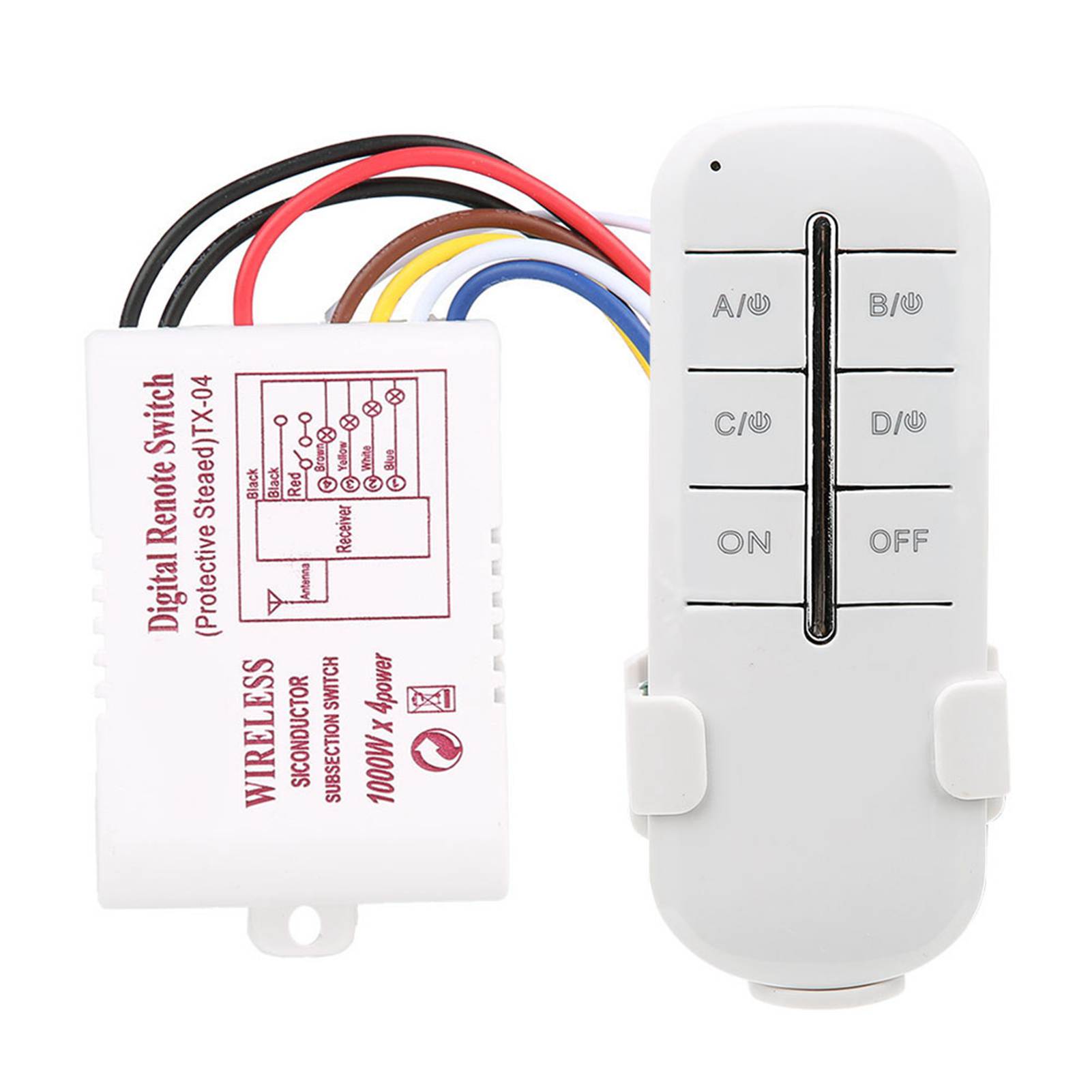 

ONOFF AC180240V Бездротовий приймач Лампа Світло Радіочастотний перемикач дистанційного керування(4Way 4*1000W)