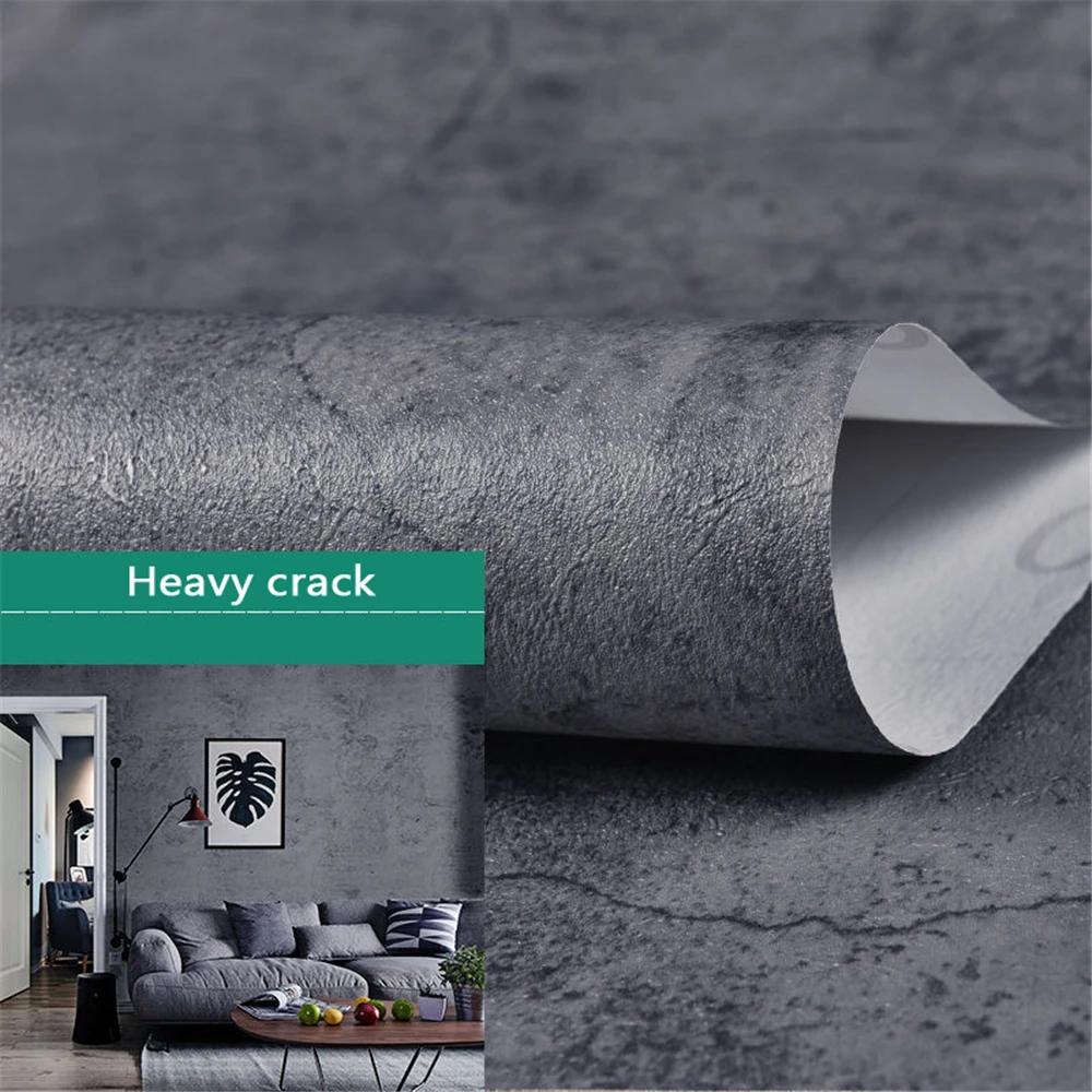 80cm Width Self-Adhesive Cement Gray Waterproof Wallpaper Solid Color Dormitory Bedroom Wall Sticker Closet Furniture Renovation