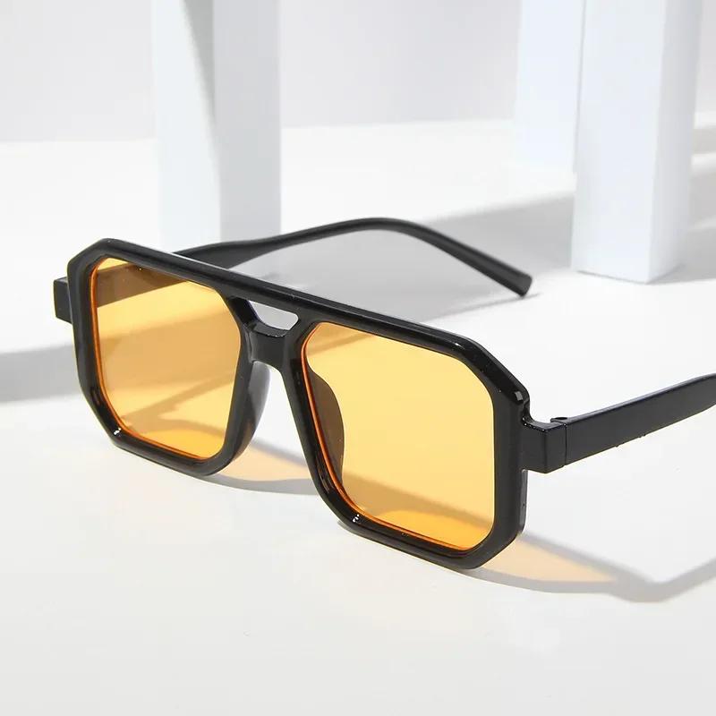 Retro Double Bridges Women Sunglasses Fashion Square Small Frame Simplicity Trend Gradient Sun Glasses Men Classic Black Eyewear