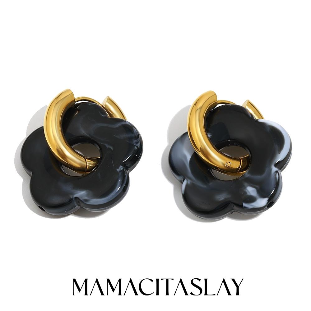 MamacitaSlay 316L Stainless Steel Acrylic Flower Hoop Earrings 18K Gold Plated Waterproof Jewelry Women's Elegant Earrings Gift