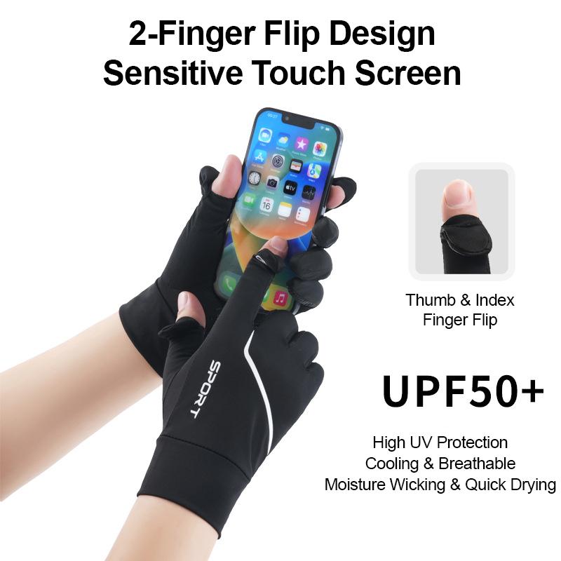 Summer Sun Protection Gloves Anti UV Breathable Touchscreen Non Slip Cycling Gloves Thin Ice Silk Driving Fishing Hiking Gloves