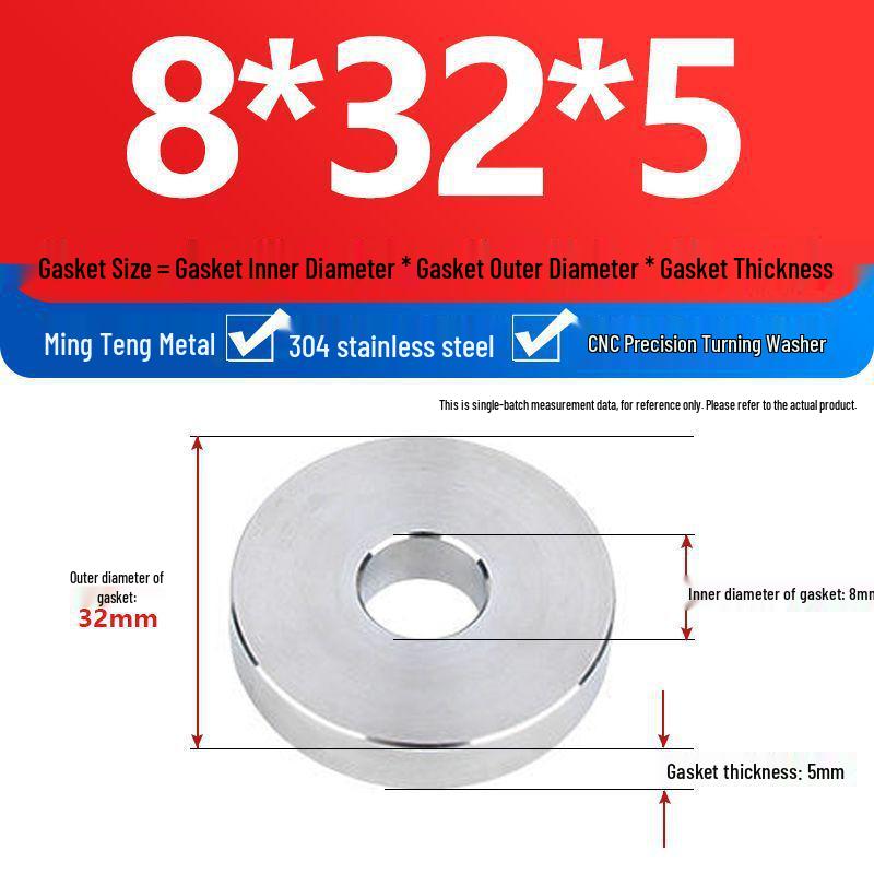 304 Stainless Steel Heavy Duty Thickened Flat Washer - Precision CNC Machined, Custom Non-standard Processing Available