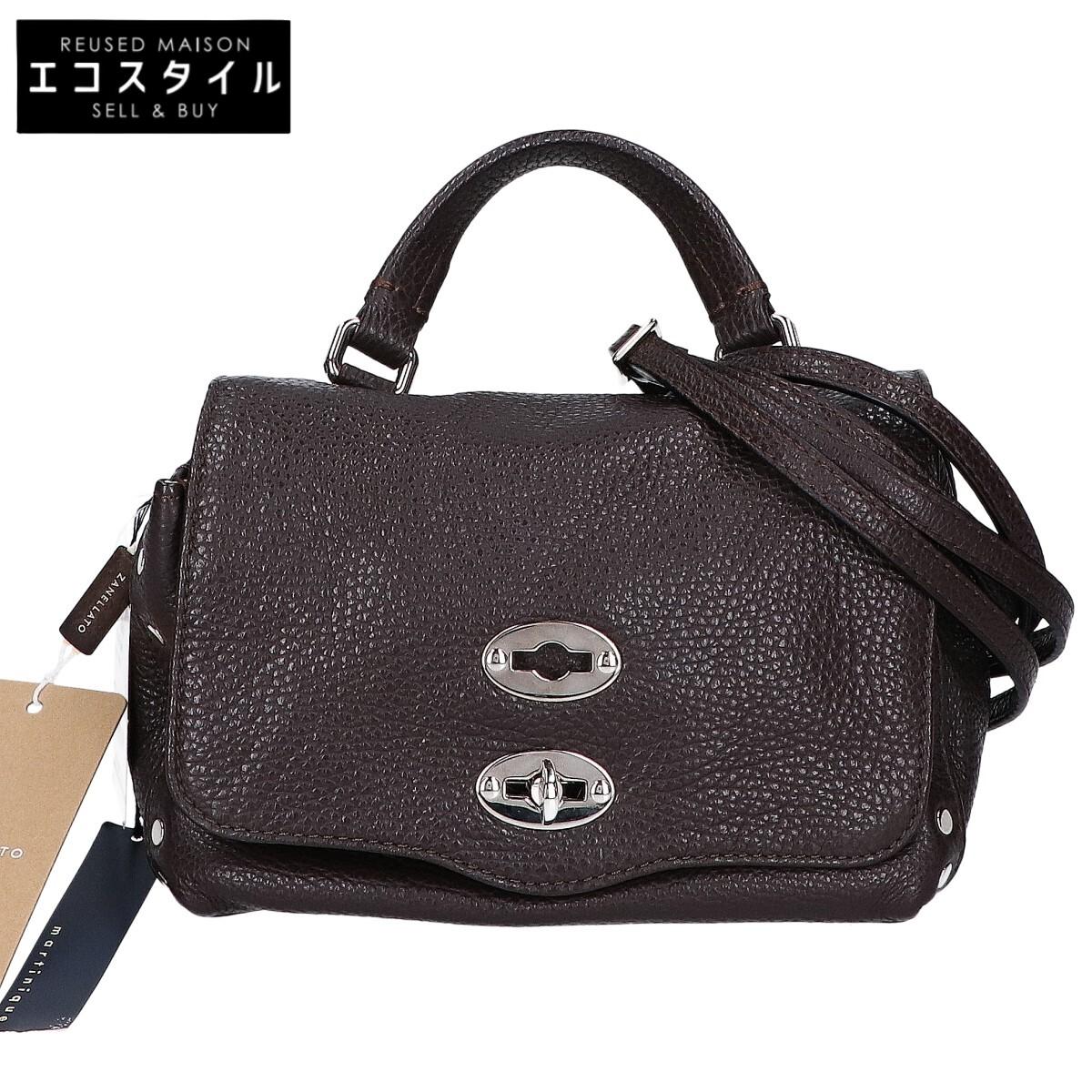 

ZANELLATO [ZA202DA626218] POSTINA BABY Postina Baby Leather 2-Way Shoulder Bag Handbag Dark brownUsed