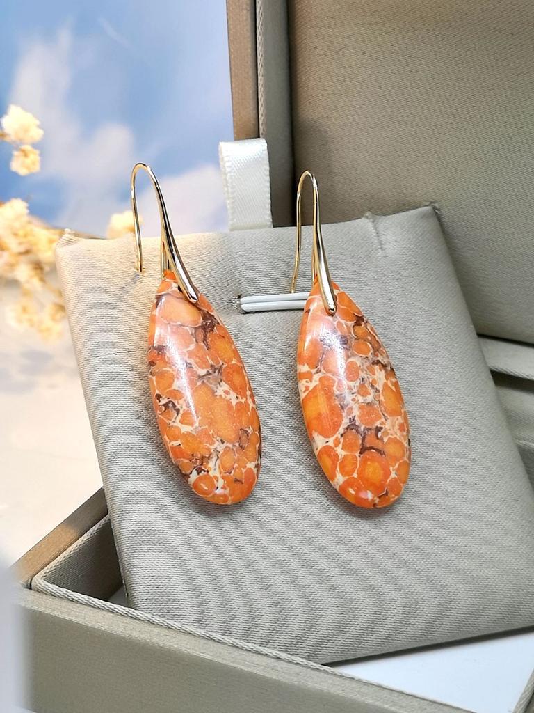 Bohemian Emperor Stone Droplet Pendant Earrings Natural Stone Jewelry Earrings for Women Vintage Luxury Boho Earring Jewelry