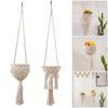 Handwoven Plant Holder With Natural Cotton Rope Wall Mounted Planter Basket For Indoor Outdoor Garden Decoration