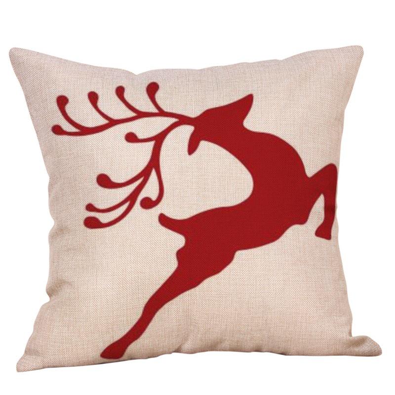 Cute Reindeer Series Skin-Friendly Linen Cushion Cover with Digital Print