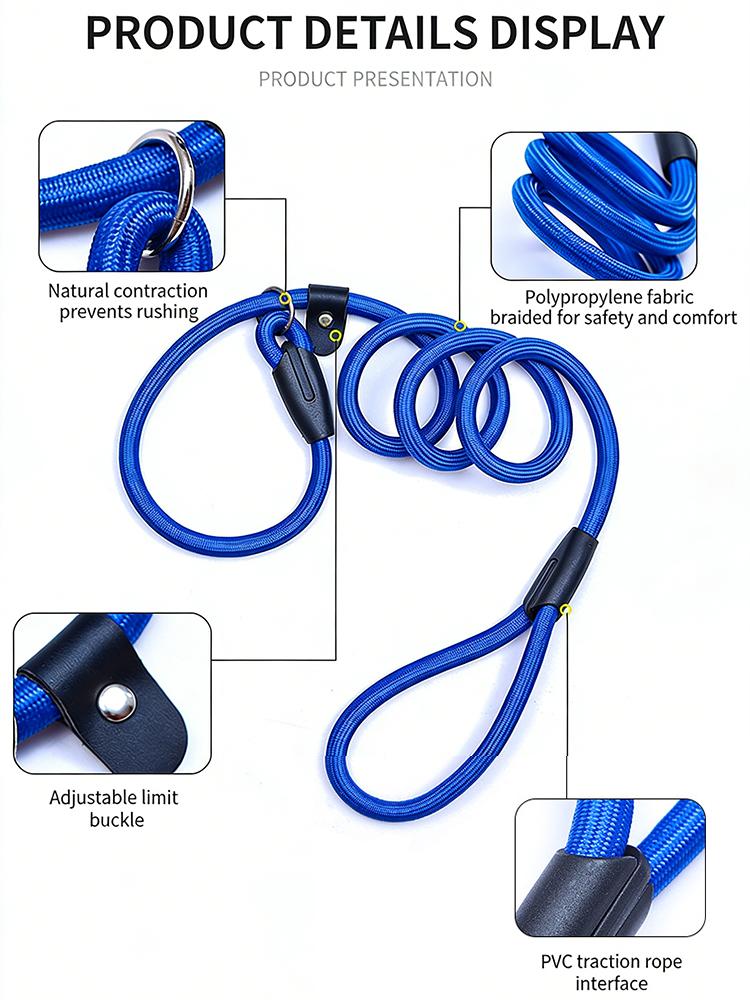 All In One Nylon P Chain Dog Training Collar Leash No Pull Anti Shock Quick Release Buckle Explosion Proof Walking Lead For Small Medium Large Pet