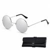 Round Sunglasses with Round Mirror Metal Retro for Outdoors Mirror [BEAU LLASSANA] Case, Men's & Women's, Shape, Lenses, Frame, Lightweight, Vintage,