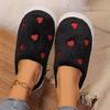 Fashion 2025 New Furry Slippers Comfortable Heart Shape Pattern Slippers Fluffy Warm Home Slippers Women's Cotton Shoes Zapatos De Mujer