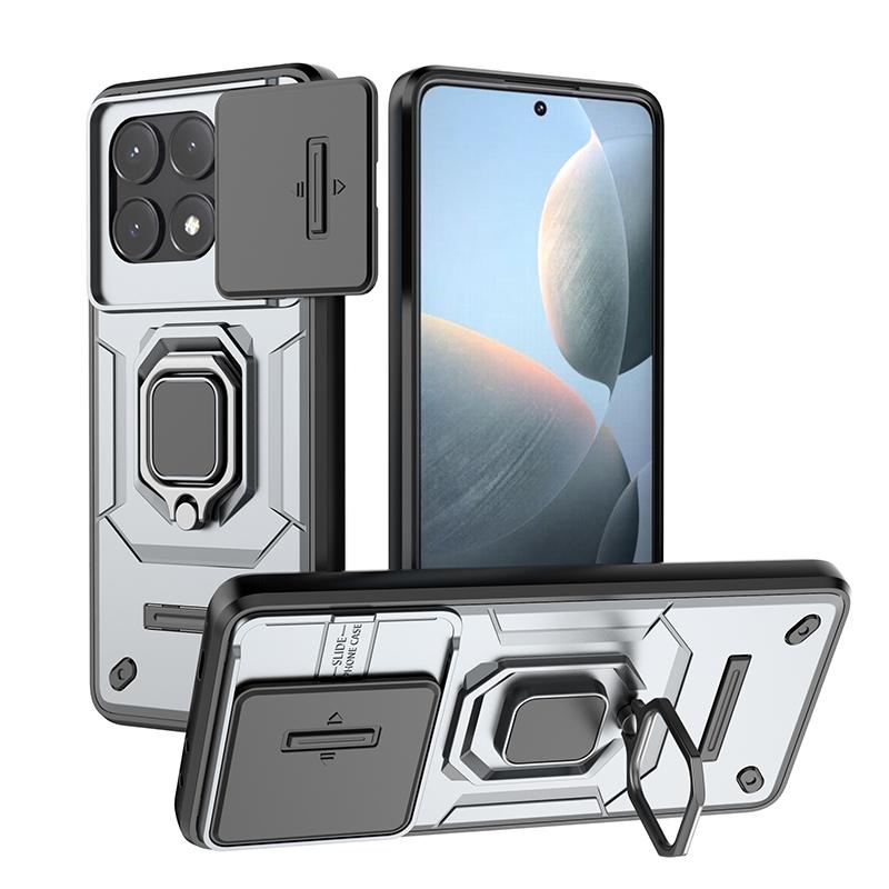 For Xiaomi Poco X6 Pro 5G Case Slide Lens Armor Phone Case For Poko Poxo Pocco Little X 6 Pro X6Pro Magnetic Holder Back Cover