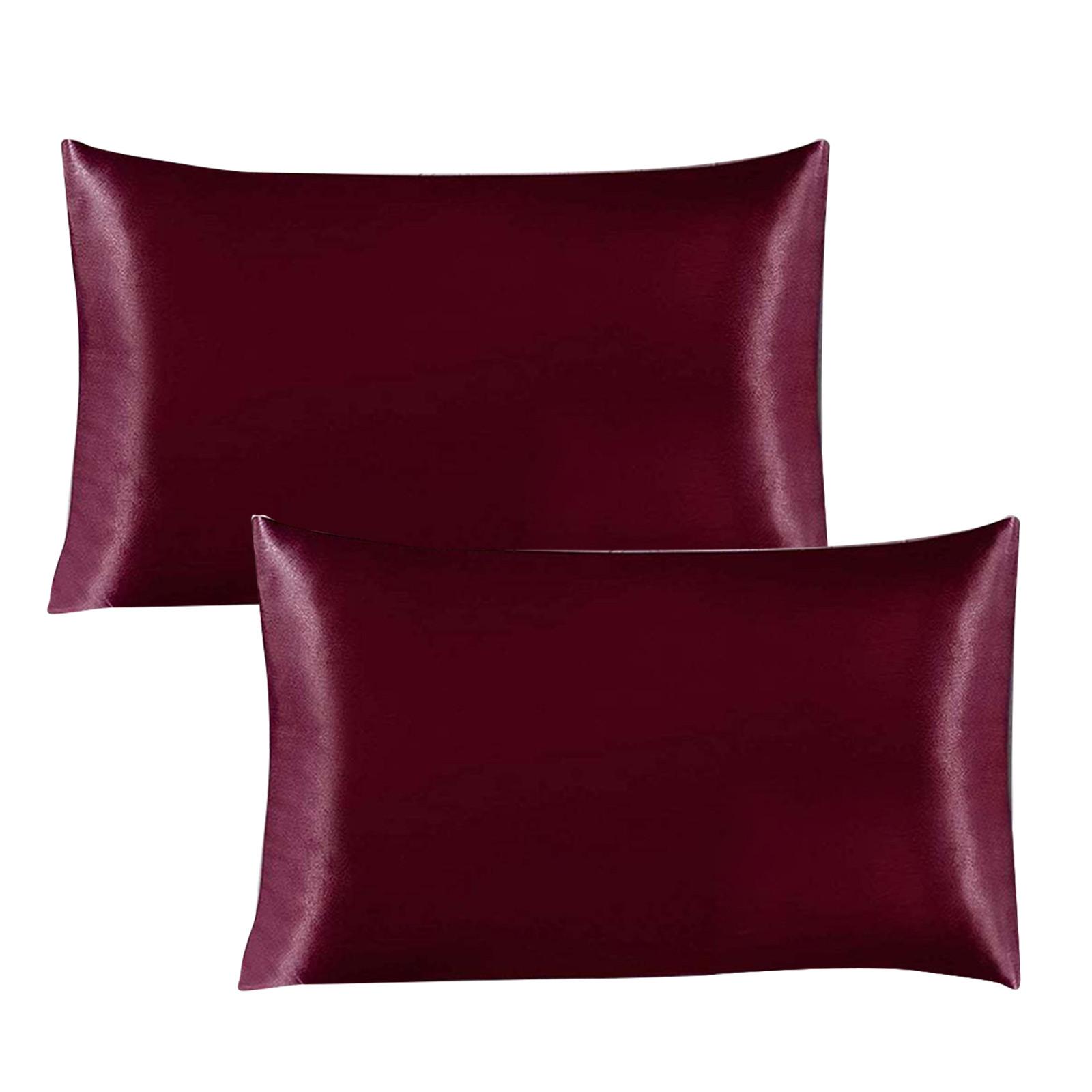 

Стандартный набор атласных наволочек из 2 — зеленые шелковистые наволочки для волос и кожи 20x26 дюймов, наволочки с застежкой-конвертом, One Size винный