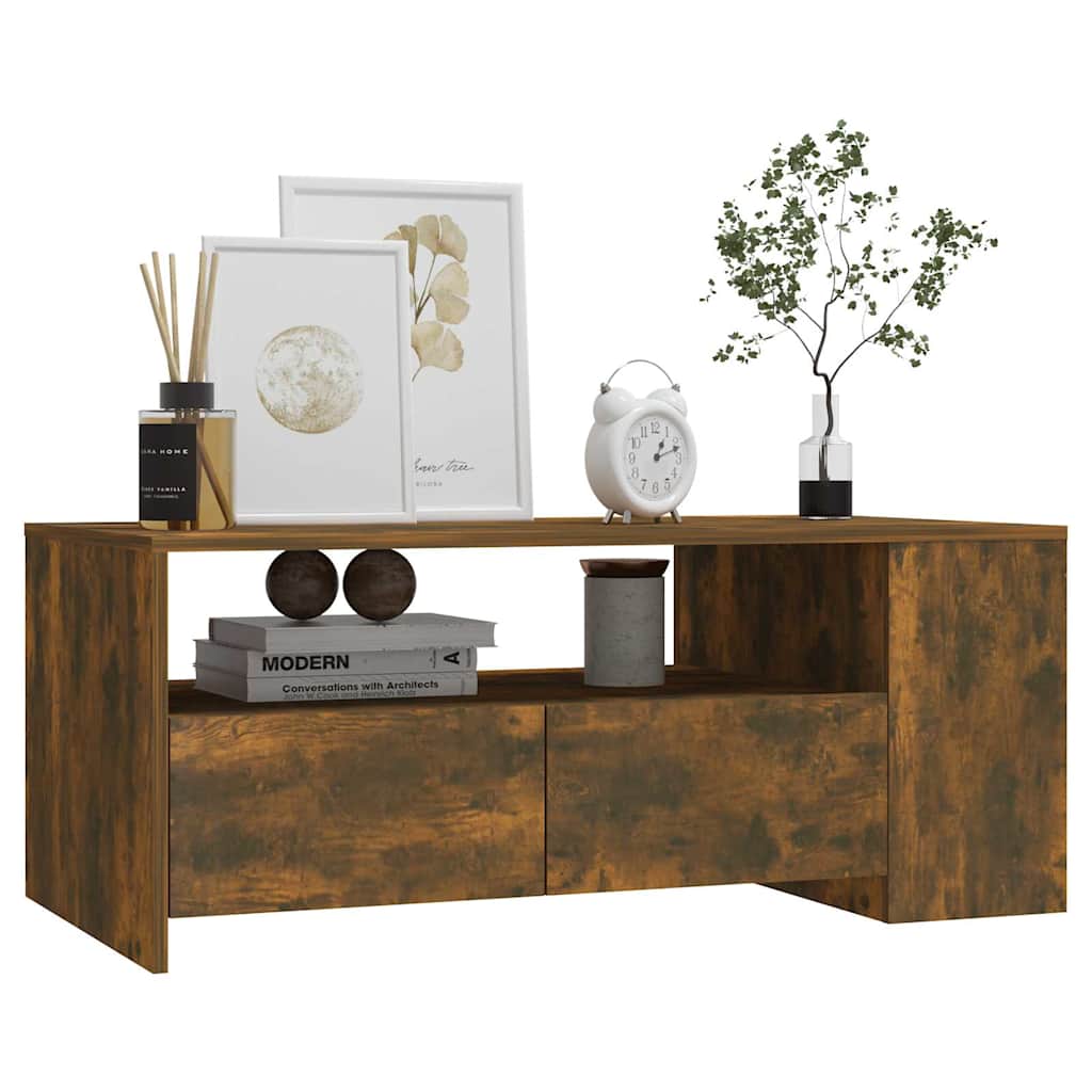 Coffee Table Smoked Oak 102x55x42 cm Engineered Wood