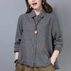 Spring Autumn Women's Shirt Casual Turn Down Collar Long Sleeve Loose Plaid Blouse