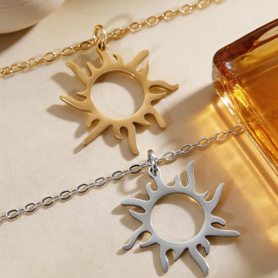 Women Adjustable Bracelet Asymmetrical Sun Moon Design Long Pendant Drop Earrings Face Slimming Jewelry