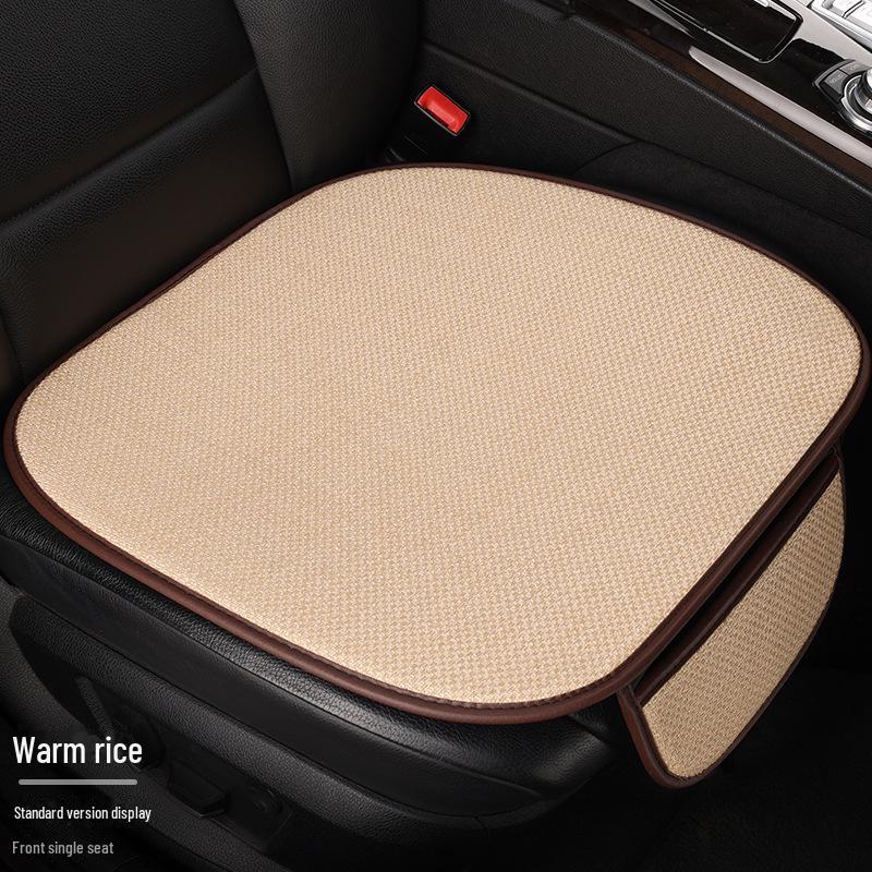 All-Season Light Luxury Ice Silk Linen Car Seat Cushions, Breathable & Non-Slip