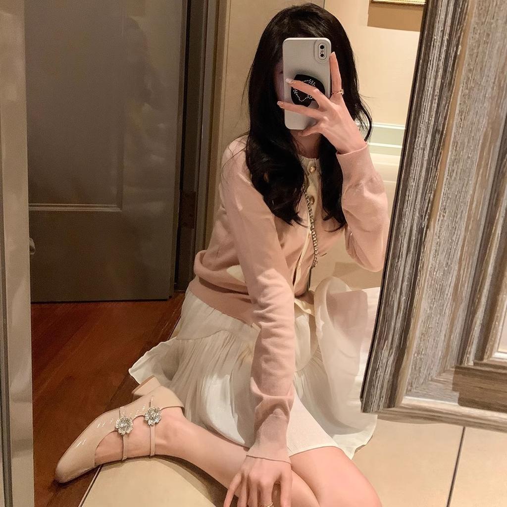 Cowhide Version~ Square Head Flower Rhinestone High-heeled Single Shoes Thick-heeled Mary Jane Shoes Women's Wedding Shoes