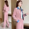 Trendy Spring & Autumn Women's Two-Piece Suit: Long-Sleeve Coat & Wide-Leg Pants - Slimming & Youthful Look