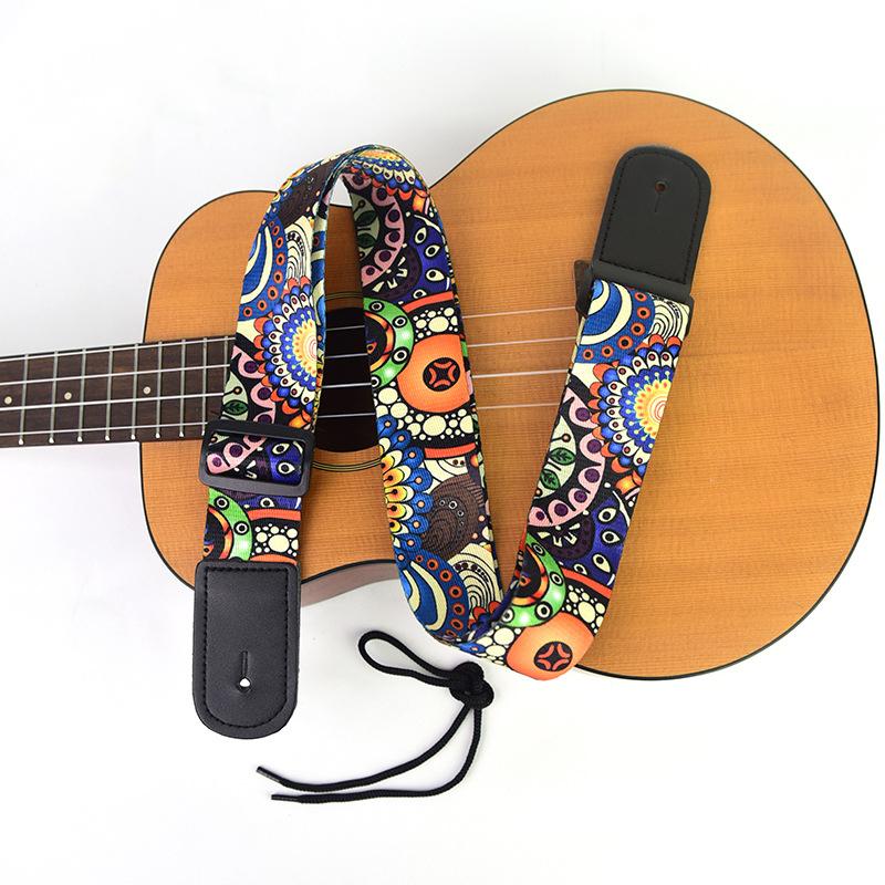 Mayan Ethnic Style Ukulele Strap Durable Adjustable Guitar Strap Clip-On Hawaii Guitar Belt Sling Instrument Guitar Accessories