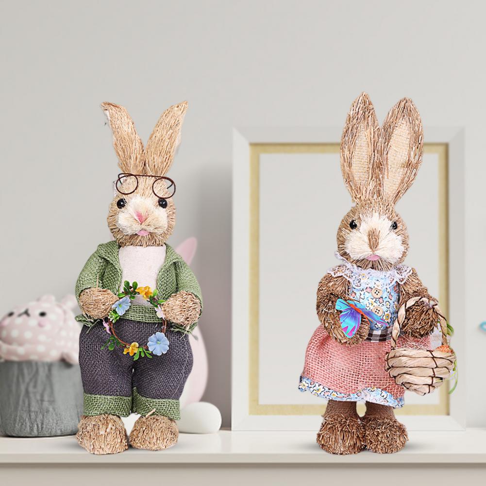 Cute Straw Rabbit Decor Home Decoration Halloween Decor for Winter Party Decor Wedding Decoration 2025 Easter Bunny