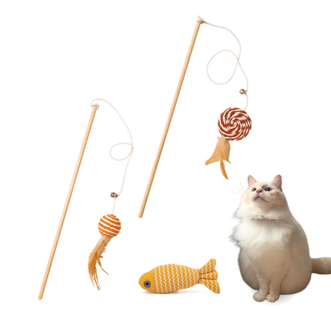 

Игрушка для кошки Рыба и кошачья мята Эластичный Деревянный и пеньковый Набор из 3 предметов Игрушки, Лента, Материалы, Облегчение,