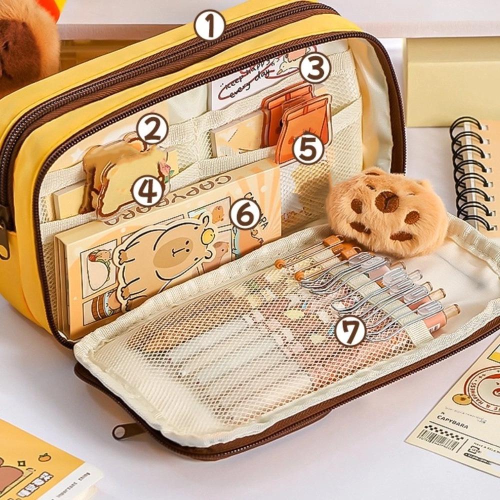 Cosmetics Card Storage Cartoon Pen Pencil Case Cartoon Embroidery Stationery Storage Bag Men Women