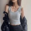 Ribbed Sleeveless Slimming Camisole - Women's Solid Color Low Collar Top