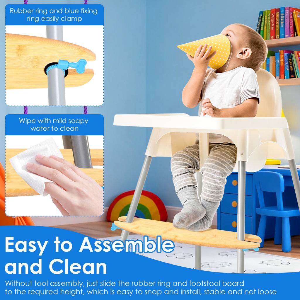Baby High Chair Footrest Wooden Infant Seat Foot Rest Non-slip Stable for Dining Baby Adjustable Highchair Kids Furniture