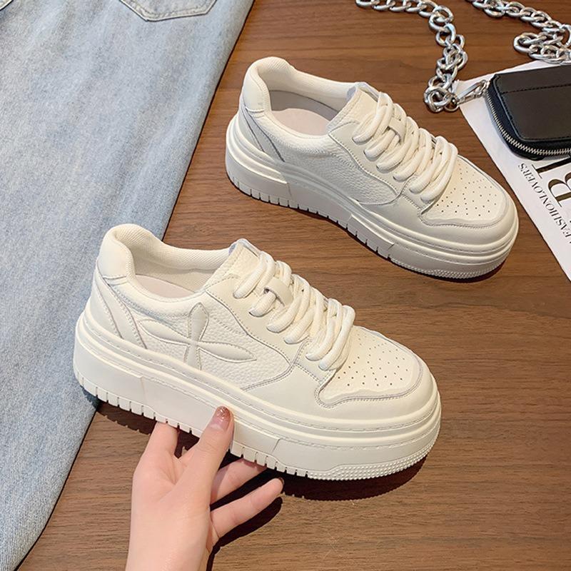 Modă 2024 Noi Adidași Casual Albi din Piele pentru Femei Respirabili Femeie Vulcanizat Sport Mers Plimbare Alergare Platformă Pantofi Plați Alb