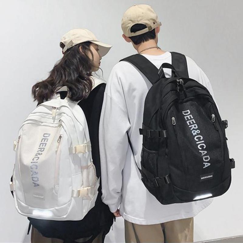 Unisex Schoolbag Female Bags College Student Simple Leisure Travel Computer Backpack with Cute Pendant Large Capacity Backpacks for School