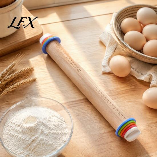 Non Stick Pastry Roller for Kitchen Rolling Pin with Thickness Rings, Ergonomic Measurement Markings Tool, Versatile Baking Supplies Non-Stick