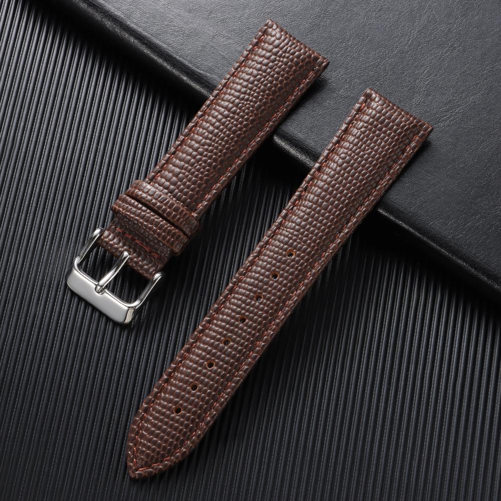 12mm 14mm 16mm 18mm 20mm Lizard Pattern Calf Leather Watch Bands for Men & Women Brown Black Soft Business Cowhide Watch Strap