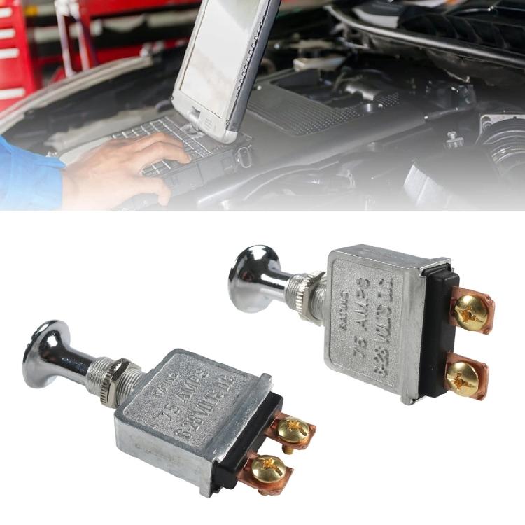 75Amp Universals Push/Pull Switch DC6V-28V Heavy Duty Push-Pull/On-Offs Toggle Switch with 2 Position 2 Terminals