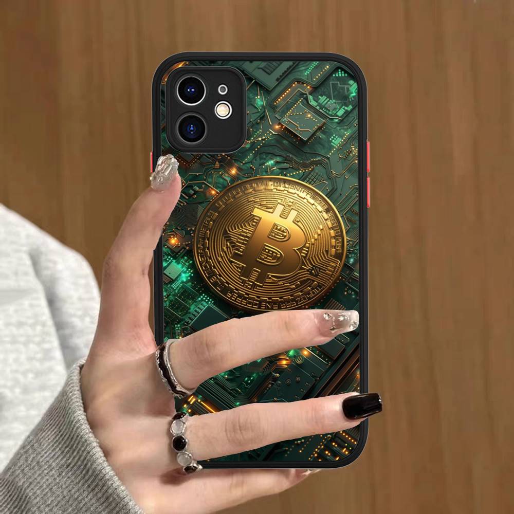 Luxury B-Bitcoin Phone Case For IPhone 13 12 X XS MAX Pro Max 16 15 11 14 Pro Max Shockproof Matte Cover